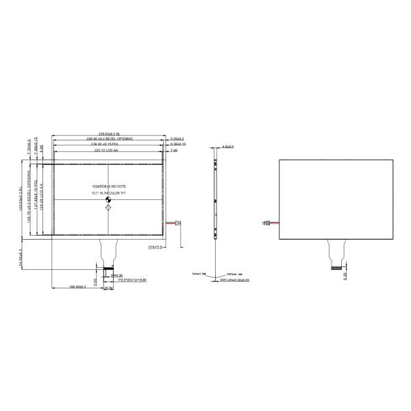 10.1 Inch 40 Pin 1024x600 LCD Display Module LVDS Interface 300cd/m2