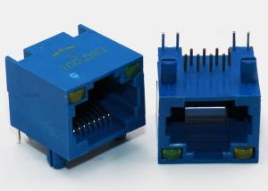 Buy cheap Unshielded Single Port RJ45 Ethernet Socket Blue Housing Thru - Hole Mounting product