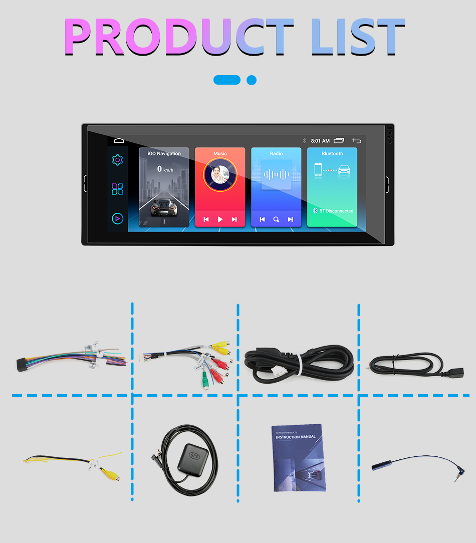 Android OS Android 10 MP5 Player 6.86 IPS Touch Screen GPS Wifi Rear Camera Car DVD Radio