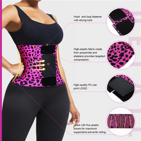 Red And Yellow Leopard Print Neoprene Waist Trainer Tummy Control Women Waist Trimmer