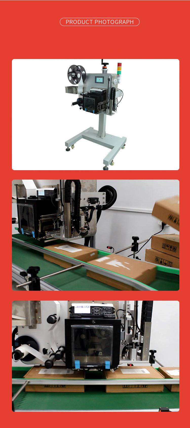 Thermal Paper Roll Rewinding Printing and Labeling Machine with ZEBRA ZE511 Printer Label Applicator