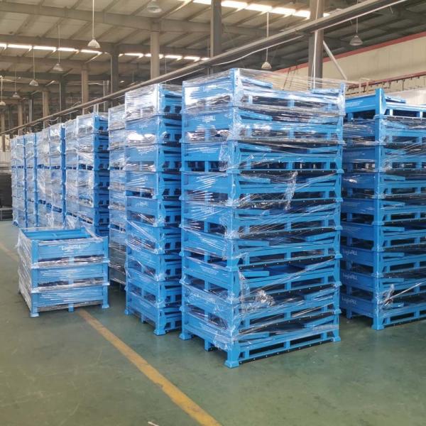 Industrial Warehouse Grid Storage Metal Pallet Box Space Saving Design Multiple Colors