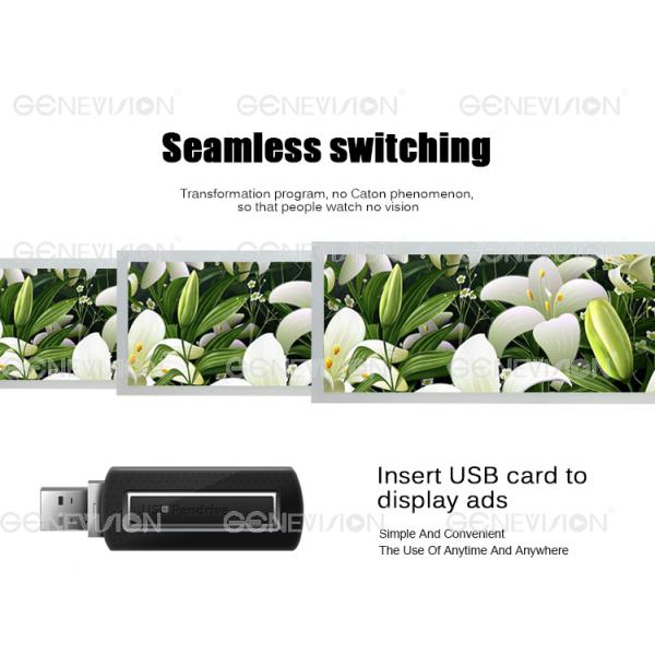 White Super Wide 1920*540 Wall Mount Stretched Lcd Screen Display Half Cut Bar Advertising