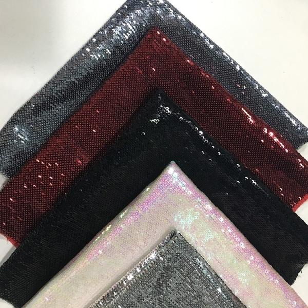 Quality 100% Polyester Multi Color Sequin Fabric , Sequin Pattern Fabric 220gsm Plaid Style for sale