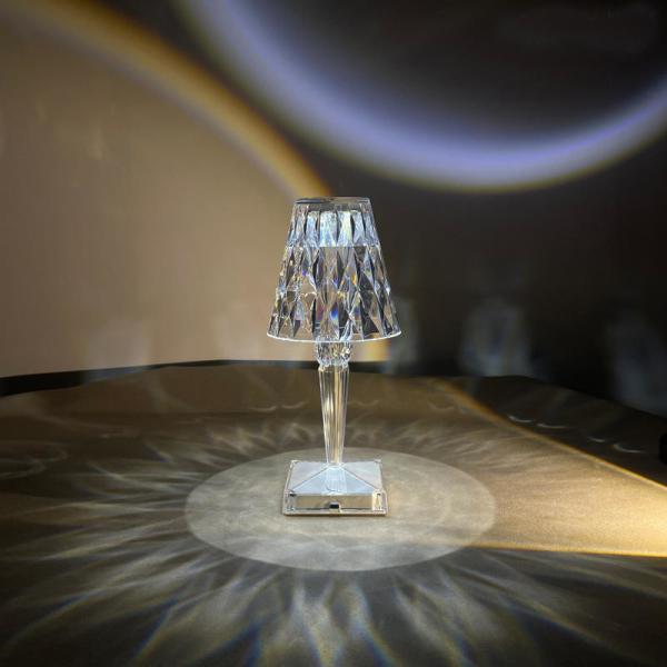 Quality 7x15.5cm Crystal Clear Bedside Table Lamp Luxury Decorative Diamond Table Lamp for sale