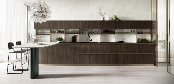 Quality Classic Sleek Design Wood Veneer Kitchen Cabinet Tailored Customized Color for sale