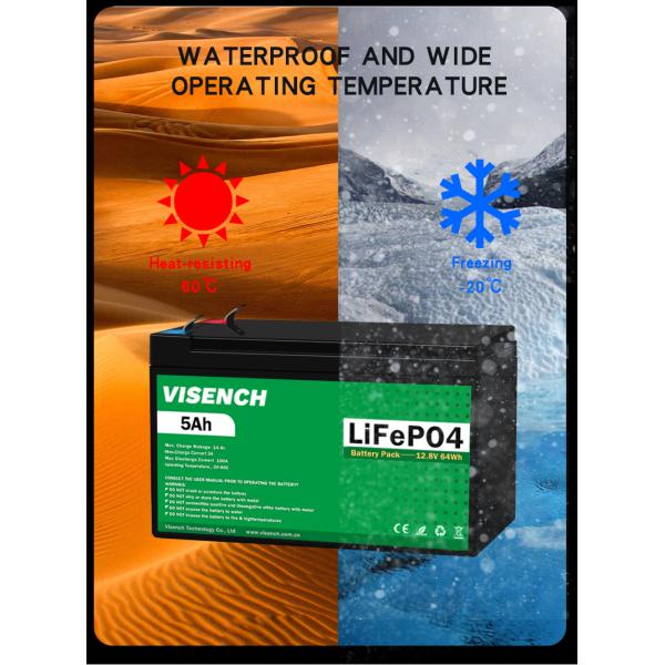 Visench Direct factory high quality 12v 5ah Deep 6000 Cycles Solar Lifepo4 lithium battery 12v deep cycle battery