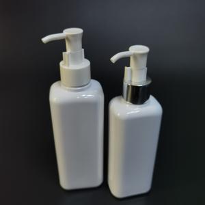 China 150ml Square PET Flat Shoulder Empty Refillable Shampoo Pump Bottle Clear Plastic Shower Gel Spray Bottle on sale