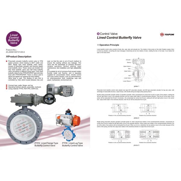 PTFE Lined Low Pressure Control Valve , Butterfly Control Valve Casting Material
