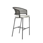 H109cm W55cm Black And Wicker Bar Stools , Wicker Counter Height Stools For