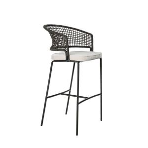 Buy cheap H109cm W55cm Black And Wicker Bar Stools , Wicker Counter Height Stools For Backyard product