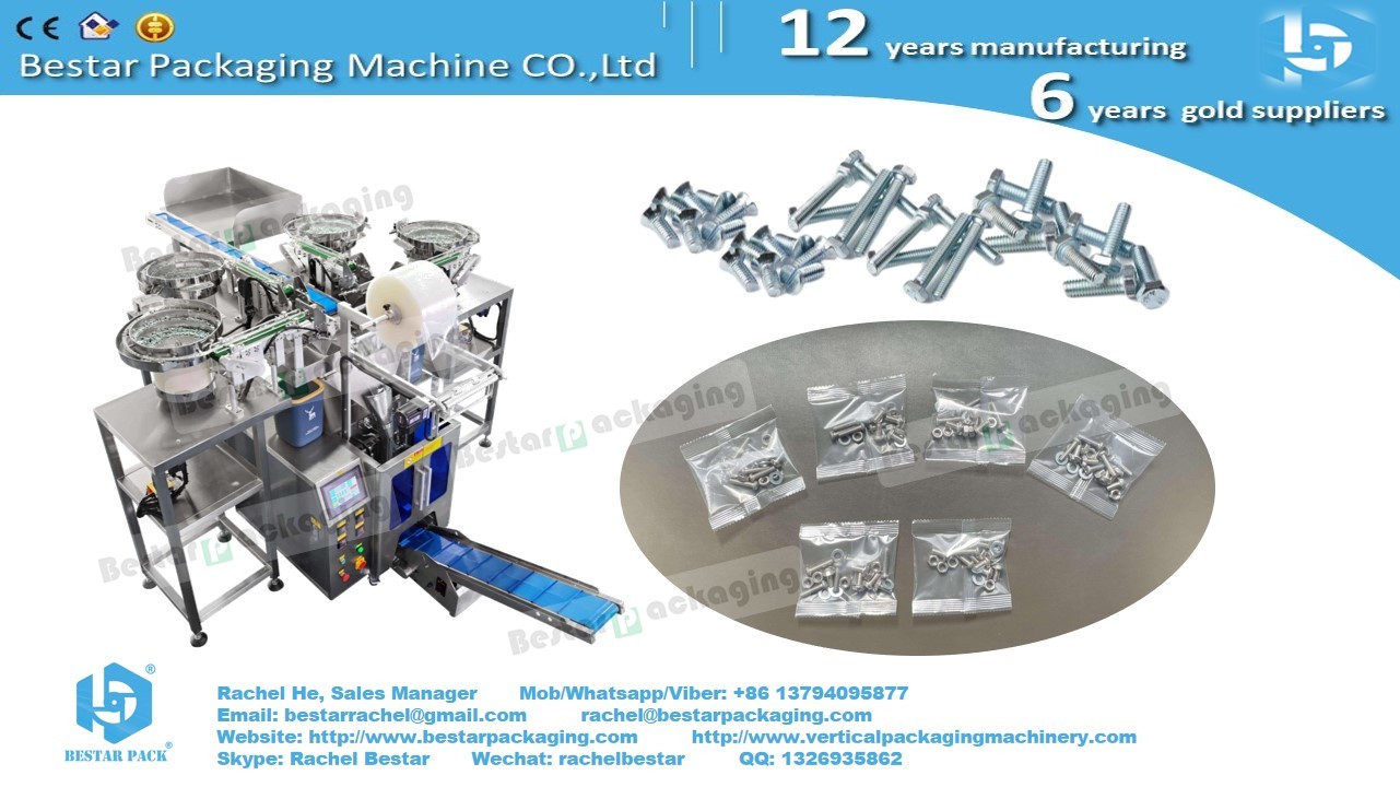 Multiple working mode packing machine with 4 counting bowls and 1 belt feeding