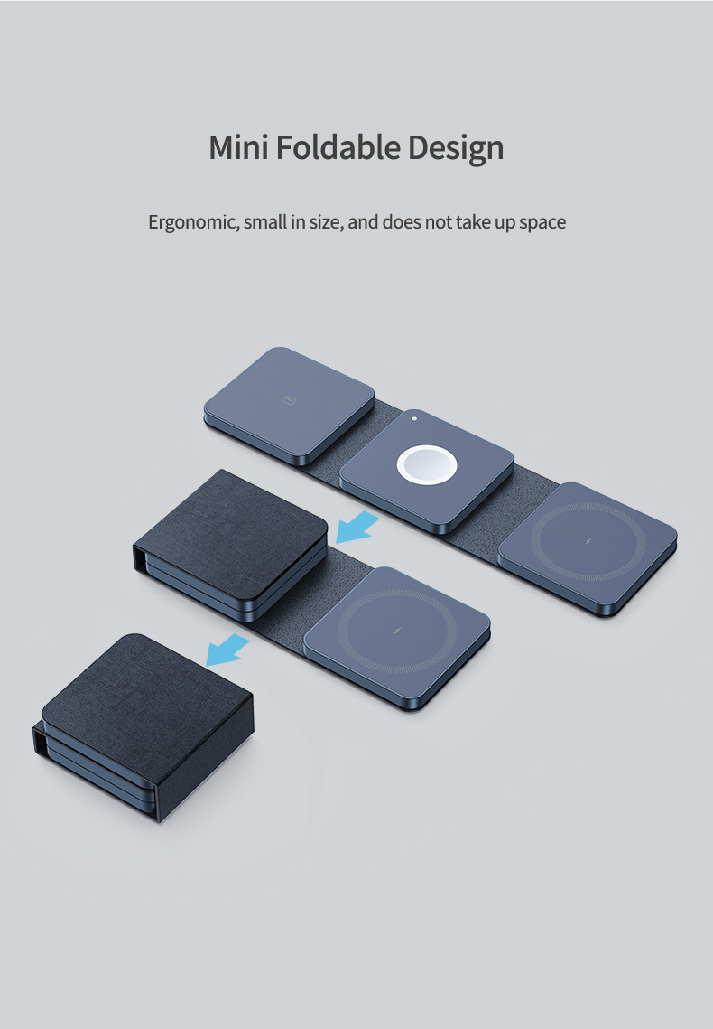 Magnetic Foldable 3-in-1 Travel Wireless Charger For Apple Devices