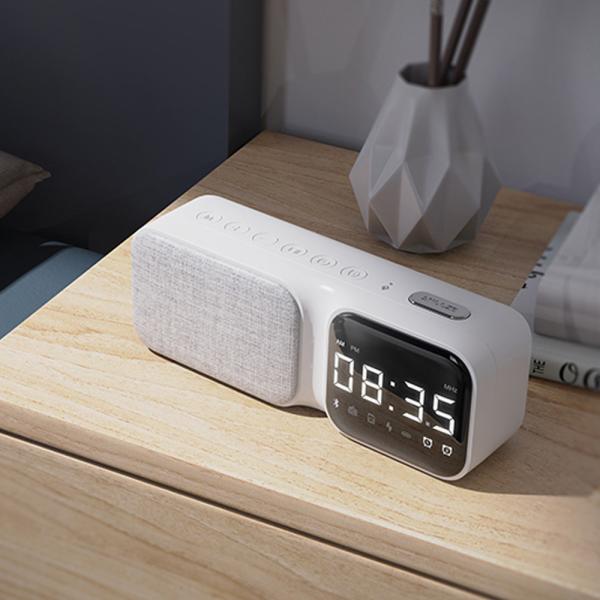 Quality Bluetooth Communication Intelligent Voice Sound Desktop Speaker With Fabric And Clock for sale