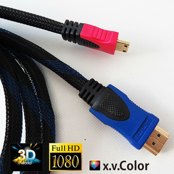 linkelec cable factory 1.4V Round hdmi to mini cable with Nylon braid and Ethernet 3D TV cable