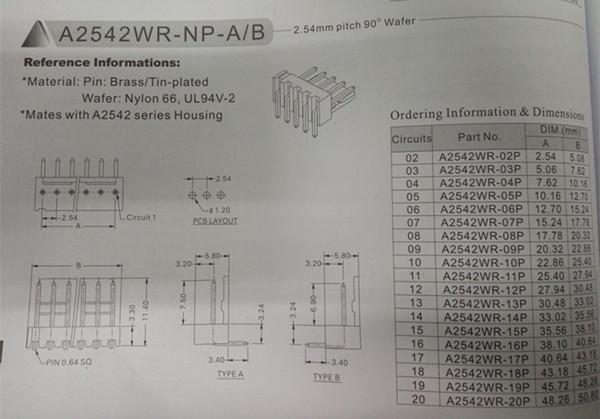Shrouded Header No Breakdown 2.54mm Pitch Male Connector RoHS Compliance Wafer Connector