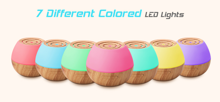 7 Color Led Wooden 300ml Mist Desktop Wood Grain Ultrasonic Diffuser