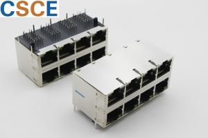 Shielded Magnetic RJ45 Jack 2 * 4 Port 10 / 100 / 1000 Base - Tx DCR 1.2OHM Max