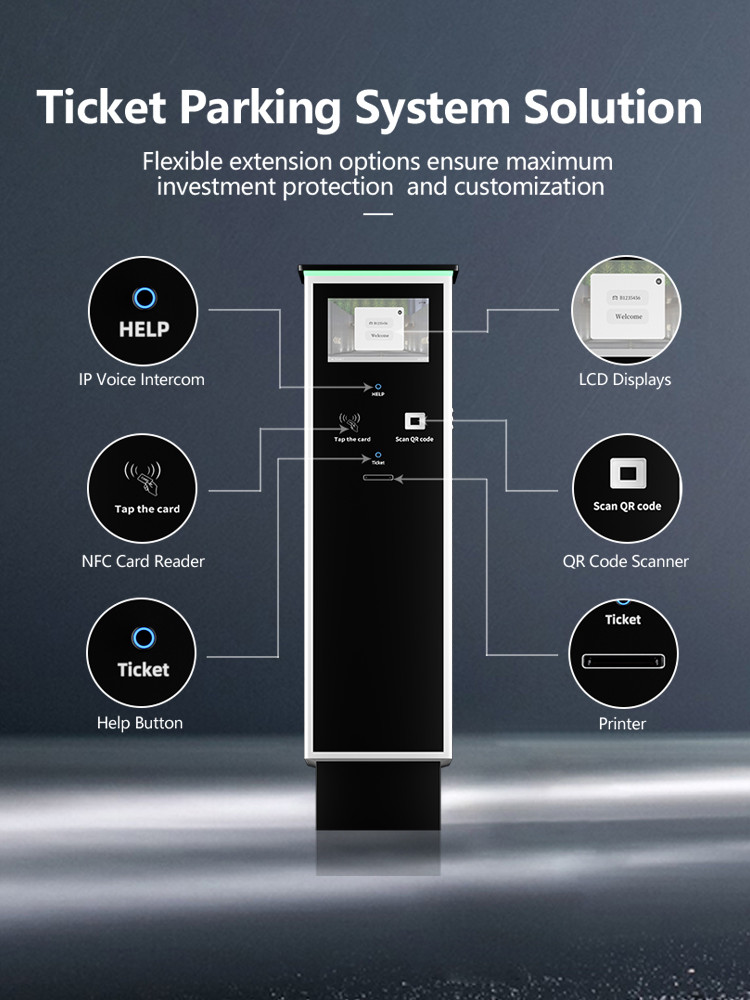 Self-Service Parking Ticket Machine with QR Code and LCD for Parking Solution