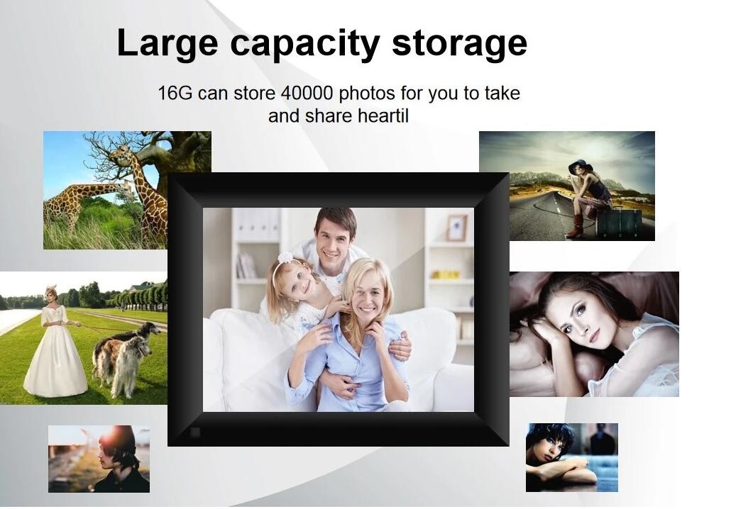 10.1 inch Digital Picture Frame, Share Video Clips and Photos Instantly via E-Mail or App