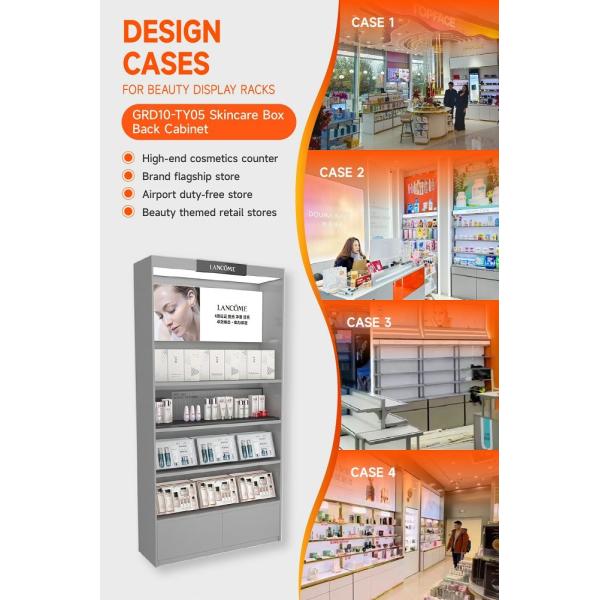 GDR10-TY05 Retail Store Display with LED Light Strips and Grey Edge Strip for Cosmetics Retail Stores