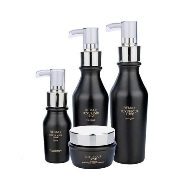 Quality 50g 50ml 100ml Cosmetic Packaging Bottle Matte Black With Pump Dispenser for sale