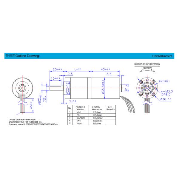 36mm Brushless Planetary Gear Motor 24v 12V Brushless Geared Motor With Planetary Gear Box
