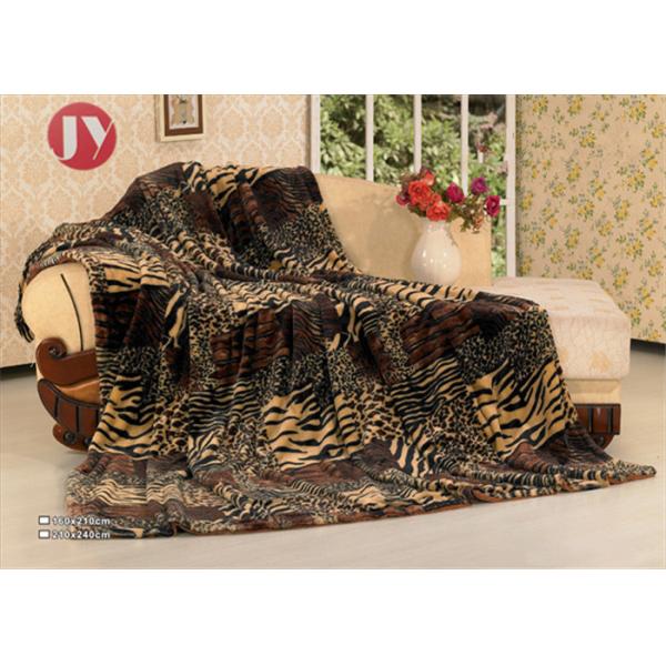 Animal Printed PV Plush Sherpa Blanket For Home Rectangular Polyester Winter