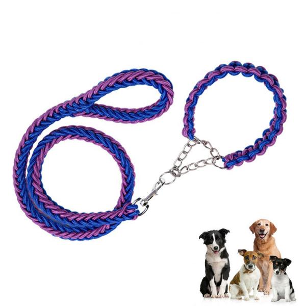 Quality Premium Comfortable Woven Dog Collar And Leash Set With Anti Shock Design for sale
