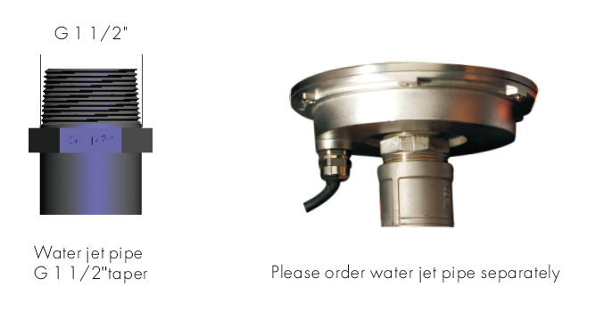 Water jet pipe taping dimension
