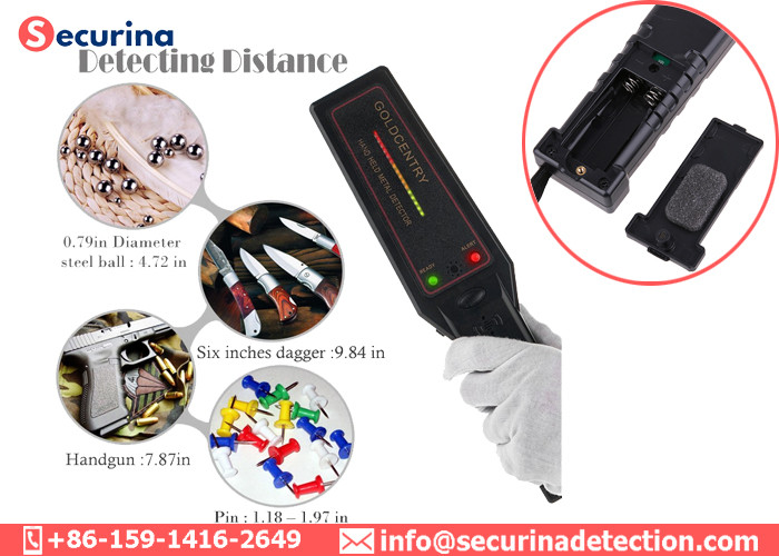 LED Signal Alarming Security Metal Detector Wand Power Supply By 9V Battery