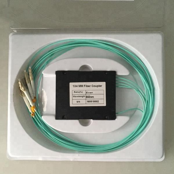Quality Multi Model Fiber Optic Splitter 1*4 FBT Coupler LC/UPC OM3 Connectors With ABS Box for sale