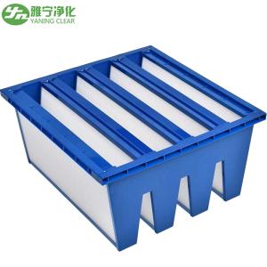 China HVAC AHU System Sub - Hepa Air Filter W Type With Blue Plastic Frame on sale