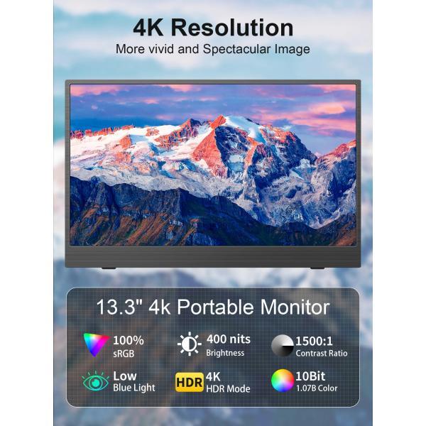 13.3 Inch LCD Small Monitors 4K 3840*2160P Ips Gaming Monitor Panel Screen USB For PS5