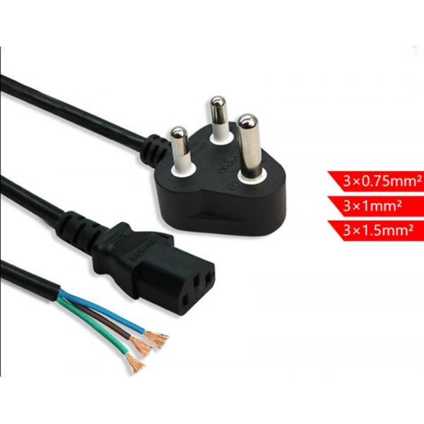 South Africa 10A/16A 3pin black power cable 0.5m-10m copper power cord