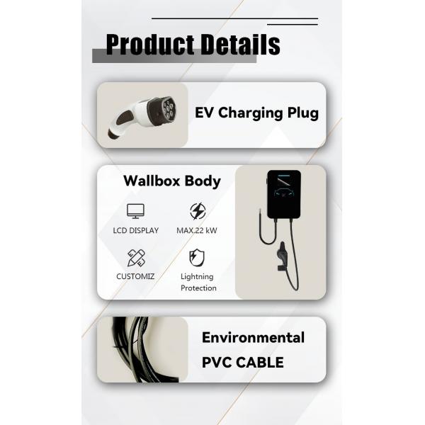 OCCP 1.6 Connection Home 22kw Electric Car Charger SAE J1772 Type 2 IEC62196-2