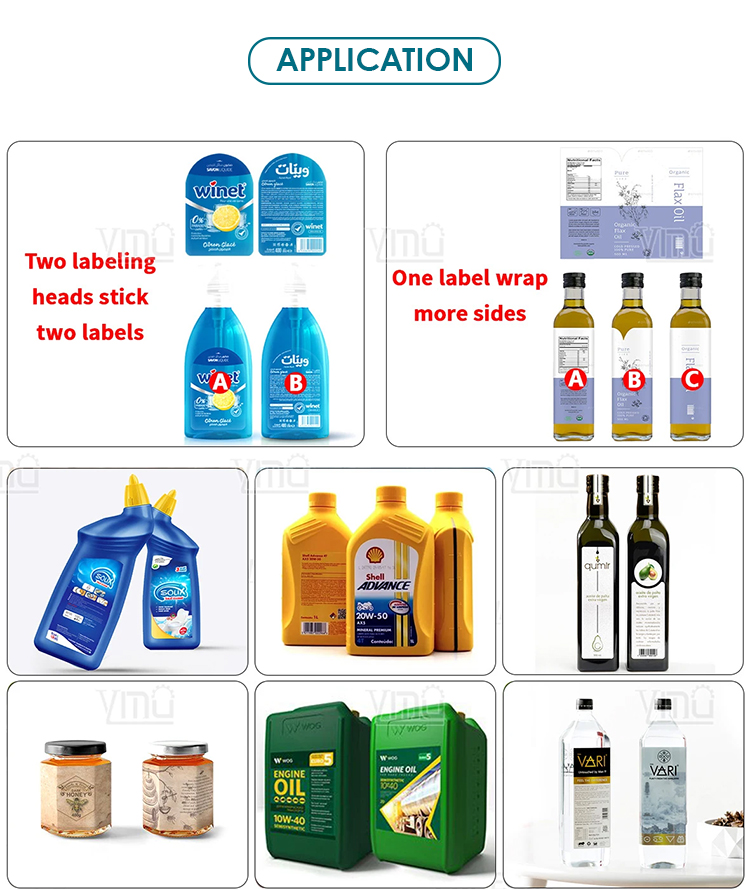 YIMU YM620 Double Sides Flat Square Bottle Labeler Automatic Labeling Machine for Lubricating Oil Bottles