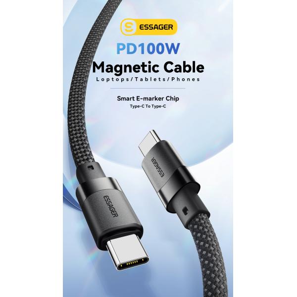 ESSAGER ES-X53 Series 100W USB C to USB C Magnetic Charging Cable