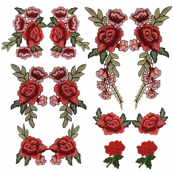 Sew - On 3D Embroidery Patches / Flower Iron On Patches Muti Backing