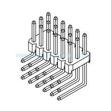 Quality 2.54mm triple row right angle pin header for sale
