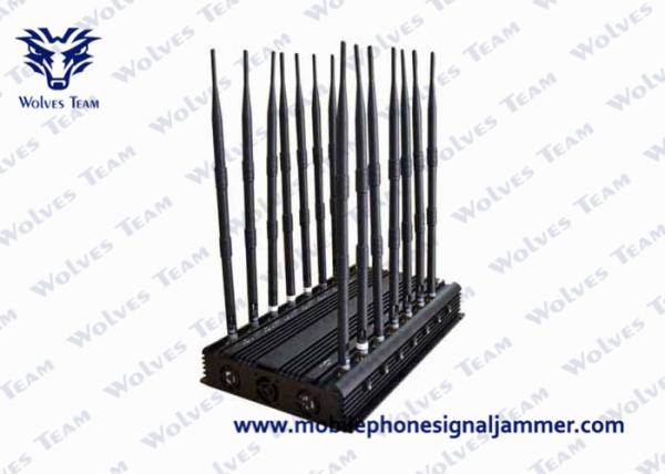 Quality Full Bands GPS Signal Blocker , Remote Control Mobile phone Signal Jammer Adjustable 16 Antennas for sale