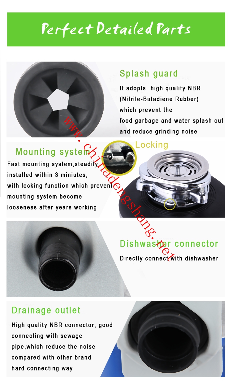 detailed parts of DSW560 kitchen food waste disposer