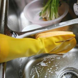 China Polyester Filter Meash Dish Cleaning Gloves , Washing Gloves With Sponge on sale