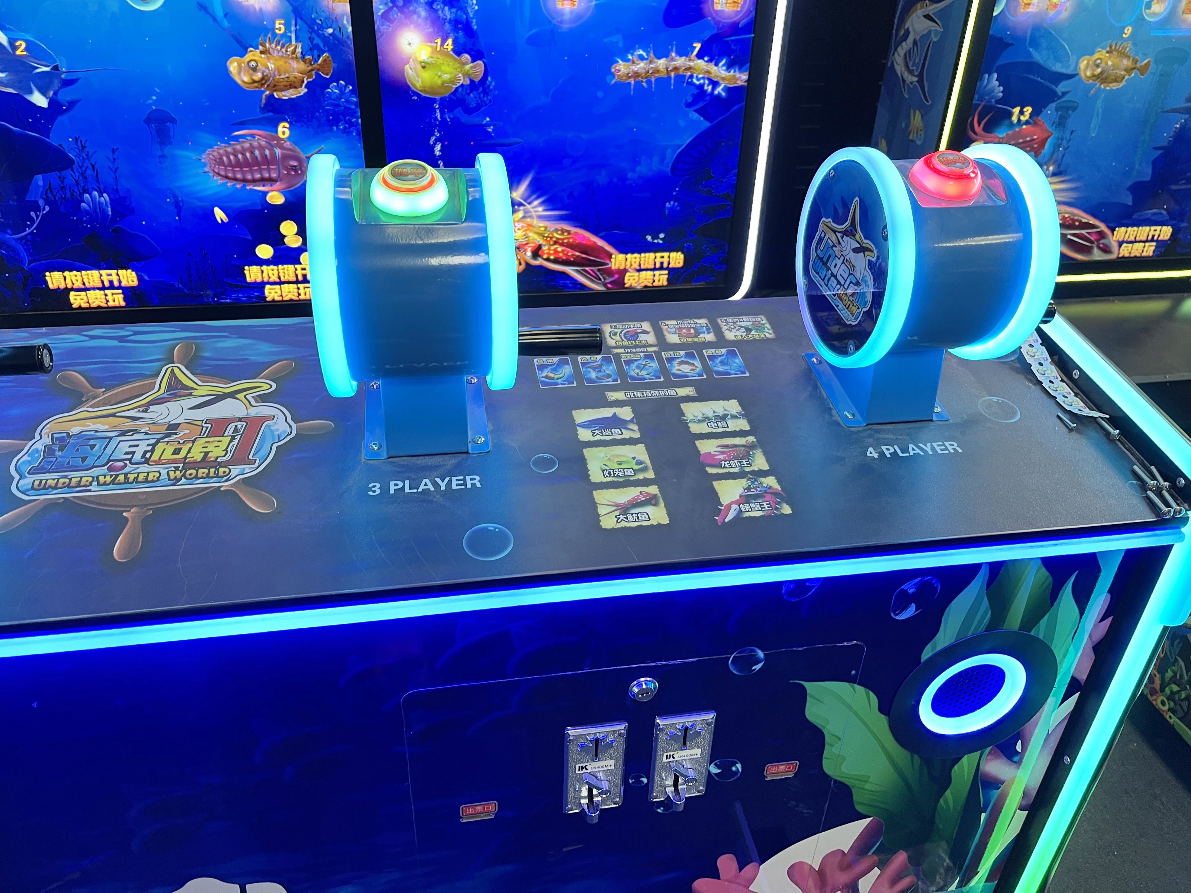 Blue Coin Pusher Go Fishing Ticket Redemption Game Machine For Under Water World Fishing Arcade Lottery Machine English Utilization