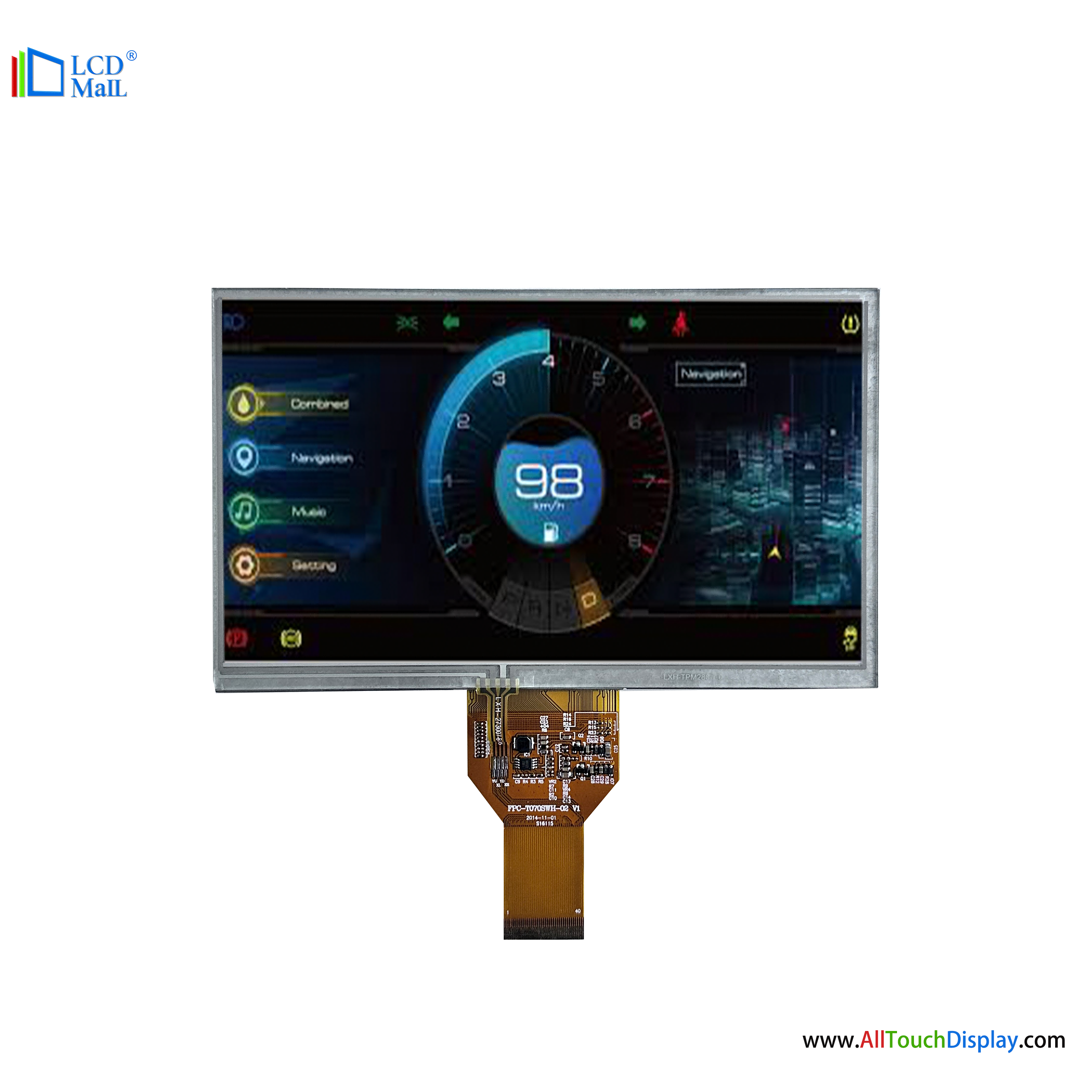 7 Inch TFT LCD 800x480 Resolution 400nits RTP RGB Interface LCD Screen