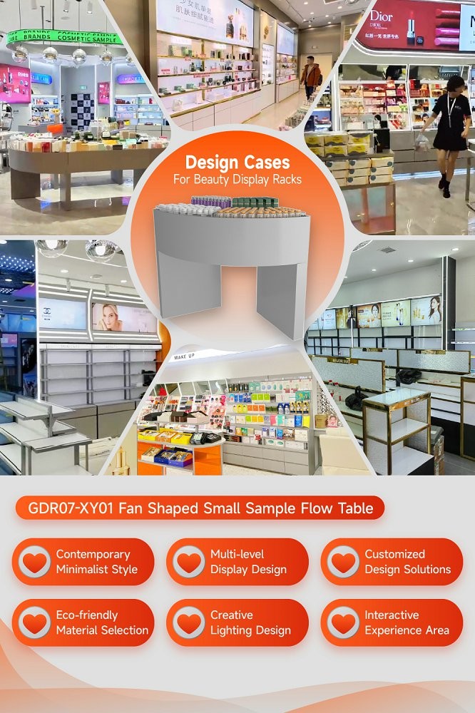 GDR07-XY01 Cosmetic Display Table with Transparent Acrylic Material and Adjustable Height for Trade Show Booth