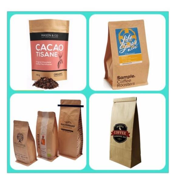 Eco Friendly Customized Logo Promotional Stand Up Kraft Paper Bag for Coffee/Tea Packing