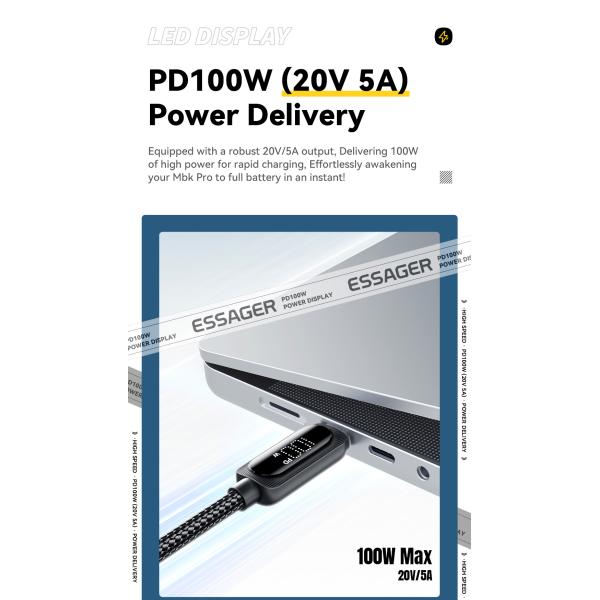ESSAGER ES-X57 Series 60W 100W USB C Fast Charging Cable Type C