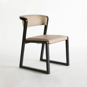 Buy cheap Ash wood black frame white leather dining chair,contemporary furniture solid wood leather chair. product