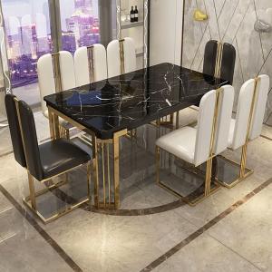 China Luxury Stainless Steel Square Apartment  Dining Table Assembly on sale